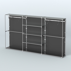 Торговая система ХРОМ (задняя стенка - ДСП) 3600 мм с зеркальными полками и поручнями №10, Черный