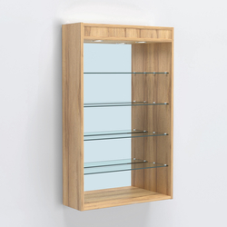 Витрина настенная №202-4Г высокая зеркальная с подсветкой, Дуб Золотистый