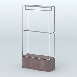 Торговая система ХРОМ без ДСП 1200 мм №1-3 с тумбой Т-15 и поручнями, Ясень Анкор темный