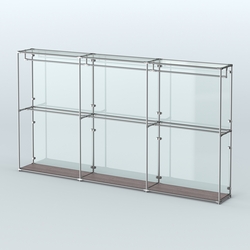 Торговая система ХРОМ (задняя стенка - стекло) 3600 мм с поручнями №1, Ясень Анкор темный