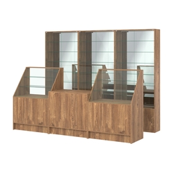 Комплект витрин с регулировочными полками NE-6 №12-2 и прилавков ЭК-7, Дуб Канзас коричневый