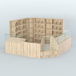 Угловой павильон из ДСП для торговли хлебом и выпечкой №5, Дуб сонома