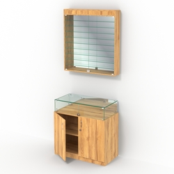 Комбинированный прилавок-витрина с зеркальными стенками КПВ-14-08, Дуб Золотистый