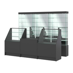 Комплект стеклянных витрин ИС-32 и прилавков ЭК-7, Черный