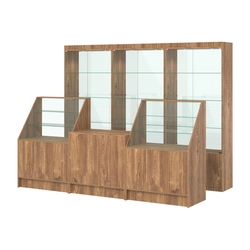 Комплект витрин ЭК-02 и прилавков ЭК-7, Дуб Канзас коричневый