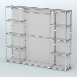 Торговая система ХРОМ (задняя стенка - ДСП) 2430 мм с прозрачными полками и поручнями №3, Серый