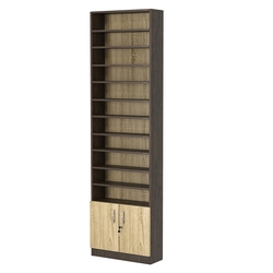 Стеллаж из ДСП с 10-ю полками 200x600 мм серии LEVEL-10 №3 (З/C - ДВП), Дуб Венге + Дуб Сонома