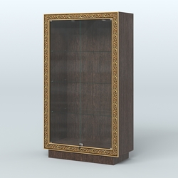 Низкая витрина с декором и верхней подсветкой НБА-5, Дуб Венге