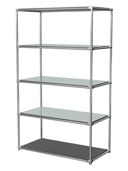 Торговый хромированный стеллаж с зеркальными полками №6, Черный