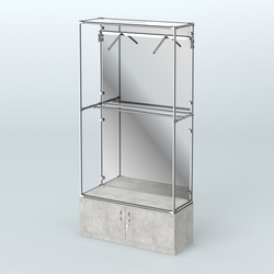 Торговая система ХРОМ (задняя стенка - зеркало) 1200 мм №4-4 с тумбой Т-21 и поручнями, Метрополитан Грей