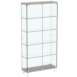 Витрина РОНДО №3-1 на ножках (задняя стенка стекло), Бетон Чикаго светло-серый F186 ST9