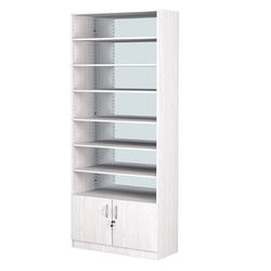 Стеллаж из ДСП с 6-ю полками 400x900 мм серии LEVEL-6 №14-2 (З/C - ЗЕРКАЛО), Ясень Анкор светлый