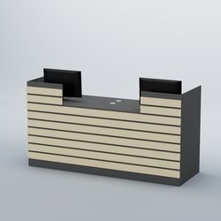 Ресепшен Атлант с накладными планками №6, Темно-серый + Крем Вайс