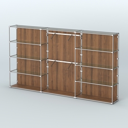 Торговая система ХРОМ (задняя стенка - ДСП) 3600 мм с прозрачными полками и поручнями №6, Орех