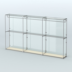 Торговая система ХРОМ (задняя стенка - стекло) 3600 мм с поручнями №1, Крем Вайс