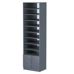 Стеллаж из ДСП с 8-ю полками 400x600 мм серии LEVEL-8 №7-2 (З/C - ЗЕРКАЛО), Темно-Серый