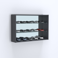 Витрина настенная №203-2Г с двумя полками из стекла и зеркалом, Антрацит