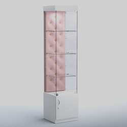 Высокая стеклянная витрина КАПИТОНЕ №2, Белый + 14 Flamingo