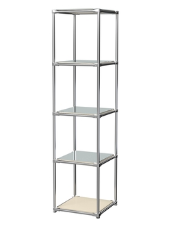 Торговый хромированный стеллаж с зеркальными полками №1, Крем Вайс