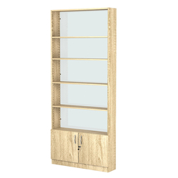 Стеллаж из ДСП с 4-мя полками 200x900 мм серии LEVEL-4 №10-1 (З/C - СТЕКЛО), Дуб Сонома