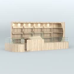 Угловой павильон с широким рядом стеллажей для размещения хлеба и выпечки №4, Дуб сонома