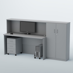 Ресепшен с тумбами и подставкой под системный блок ВЕГА №6, Серый