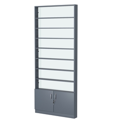 Стеллаж из ДСП с 7-ю полками 100x900 мм серии LEVEL-7 №8-1 (З/C - СТЕКЛО), Темно-Серый