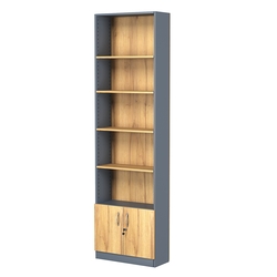 Стеллаж из ДСП с 4-мя полками 250x600 мм серии LEVEL-4 №4 (З/C - ДВП), Темно-серый и Дуб Золотистый