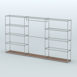 Торговая система ХРОМ без ДСП 3600 мм с прозрачными полками и поручнями №1, Орех