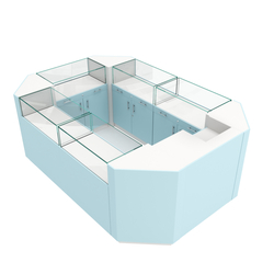 Остров ювелирный "Диаманд" №1, ЛДСП белый + МДФ голубой