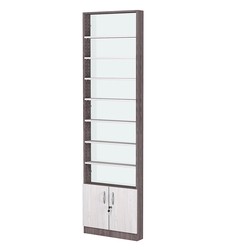 Стеллаж из ДСП с 7-ю полками 100x600 мм серии LEVEL-7 №1-1 (З/C - СТЕКЛО), Ясень Анкор темный + Ясень Анкор светлый