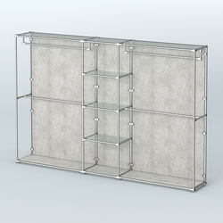 Торговая система ХРОМ (задняя стенка - ДСП) 3030 мм с прозрачными полками и поручнями №4, Метрополитан Грей