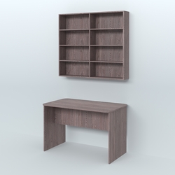 Распаковочный прямоугольный стол с антресолью для аптеки Р-02, Ясень Анкор темный