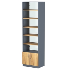 Стеллаж из ДСП с 5-ю полками 400x600 мм серии LEVEL-5 №7-1 (З/C - СТЕКЛО), Темно-серый и Дуб Золотистый