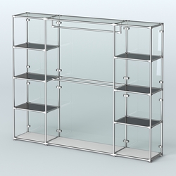 Торговая система ХРОМ (задняя стенка - стекло) 2430 мм с тонированными полками и поручнями №3, Серый