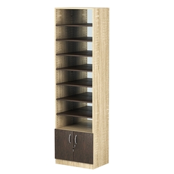 Стеллаж из ДСП с 8-ю полками 400x600 мм серии LEVEL-8 №7-2 (З/C - ЗЕРКАЛО), Дуб Сонома + Дуб Венге