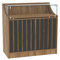 Прилавок серии "Смок" №2, Дуб Канзас коричневый + Черный