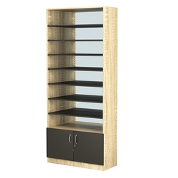 Стеллаж из ДСП с 7-ю полками 400x900 мм серии LEVEL-7 №14-2 (З/C - ЗЕРКАЛО), Дуб Сонома + Черный