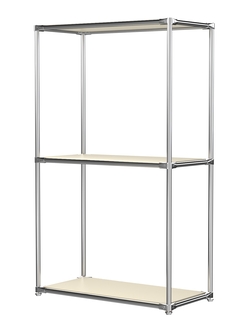 Хромированный стеллаж СТИЛЬ №2а-3 с глухими полками, Крем Вайс