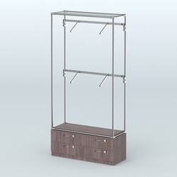 Торговая система ХРОМ без ДСП 1200 мм №3-2 с тумбой Т-14 и поручнями, Ясень Анкор темный