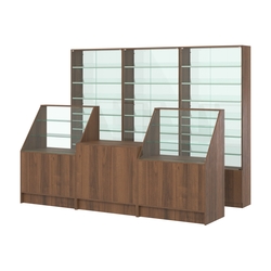 Комплект витрин с наклонными полками SL-6 №12-1 и прилавков ЭК-7, Орех