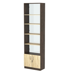 Стеллаж из ДСП с 4-мя полками 300x600 мм серии LEVEL-4 №5-1 (З/C - СТЕКЛО), Дуб Венге + Дуб Сонома