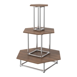 Торговый хромированный остров ПИРАМИДА №7 (полки ДСП 16мм), Орех