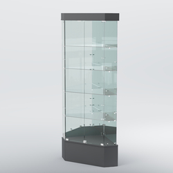 Витрина для музеев "Коллекция" №19 угловая с полками, Темно-Серый