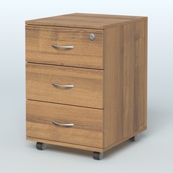 Тумба мобильная с 3 ящиками и замком Индиго Вуд, цвет дуб светлый + белый, Орех