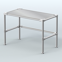 Стол малый D-41 с полкой Зеркало 4мм, Крем Вайс