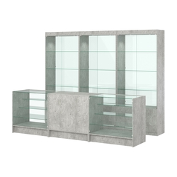 Комплект витрин ЭК-02 и прилавков ЭК-4, Метрополитан Грей