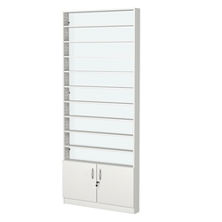 Стеллаж из ДСП с 10-ю полками 100x900 мм серии LEVEL-10 №8-1 (З/C - СТЕКЛО), Белый