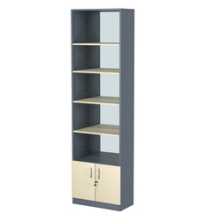 Стеллаж из ДСП с 4-мя полками 300x600 мм серии LEVEL-4 №5-2 (З/C - ЗЕРКАЛО), Темно-серый + Крем Вайс