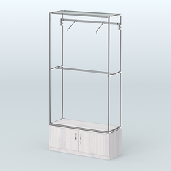 Торговая система ХРОМ без ДСП 1200 мм №4-4 с тумбой Т-21 и поручнями, Ясень Анкор светлый